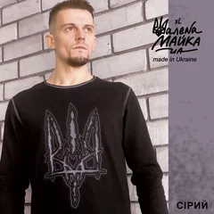 Футболка з довгим рукавом ВОЛЯ УКРАЇНА - чорний-сірий